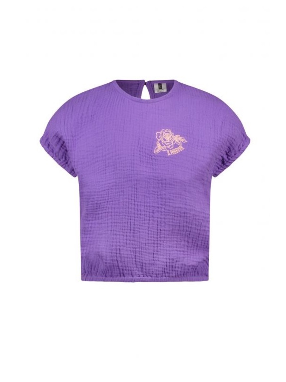 Kids Purple Short Sleeve Chiffon Tee with Rose Graphic